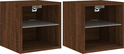 vidaXL - Tv-wandmeubels - met - LED - 2 - st - 30x28,5x30 - cm - bruin - eikenkleur