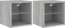 vidaXL - Tv-wandmeubels - met - LED - 2 - st - 30x28,5x30 - cm - grijs - sonoma - eiken