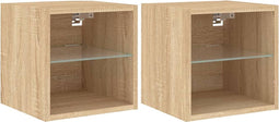 vidaXL - Tv-wandmeubels - met - LED - 2 - st - 30x28,5x30 - cm - sonoma - eikenkleurig