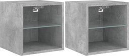 vidaXL - Tv-wandmeubels - met - LED - 2 - st - 30x28,5x30 - cm - betongrijs