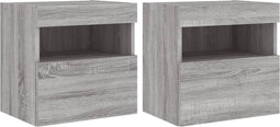 vidaXL - Tv-wandmeubels - met - LED - 2 - st - 40x30x40 - cm - grijs - sonoma - eiken