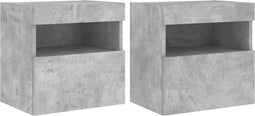 vidaXL - Tv-wandmeubels - met - LED - 2 - st - 40x30x40 - cm - betongrijs