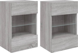 vidaXL - Tv-wandmeubels - met - LED - 2 - st - 40x30x60,5 - cm - grijs - sonoma - eiken