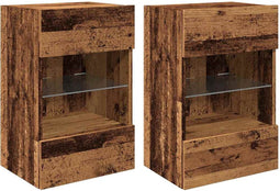 vidaXL - Tv-wandmeubels - met - LED - 2 - st - 40x30x60,5 - cm - oud - houtkleurig