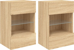 vidaXL - Tv-wandmeubels - met - LED - 2 - st - 40x30x60,5 - cm - sonoma - eikenkleurig