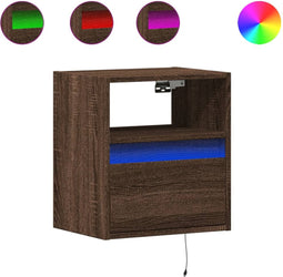 vidaXL - Tv-wandmeubels - met - LED - 2 - st - 41x31x45 - cm - bruin - eikenkleurig
