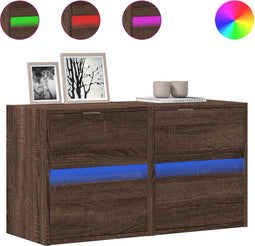 vidaXL - Tv-wandmeubels - met - LED - 2 - st - 41x31x45 - cm - bruin - eikenkleurig