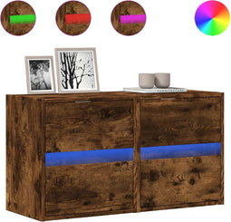 vidaXL - Tv-wandmeubels - met - LED - 2 - st - 41x31x45 - cm - gerookt - eikenkleurig