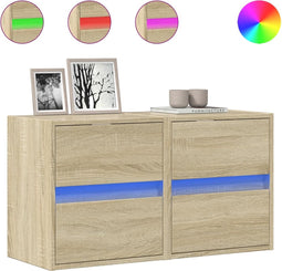 vidaXL - Tv-wandmeubels - met - LED - 2 - st - 41x31x45 - cm - sonoma - eikenkleurig