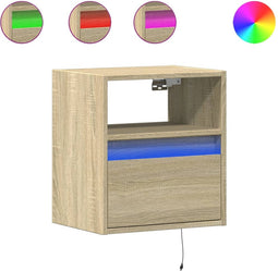 vidaXL - Tv-wandmeubels - met - LED - 2 - st - 41x31x45 - cm - sonoma - eikenkleurig