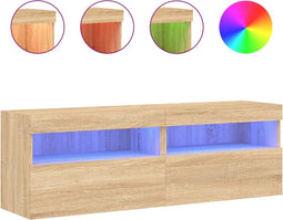 vidaXL - Tv-wandmeubels - met - LED - 2 - st - 60x30x40 - cm - sonoma - eikenkleurig
