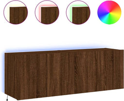 vidaXL - Tv-wandmeubels - met - LED - 2 - st - 60x35x41 - cm - bruin - eikenkleur