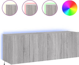 vidaXL - Tv-wandmeubels - met - LED - 2 - st - 60x35x41 - cm - grijs - sonoma - eiken