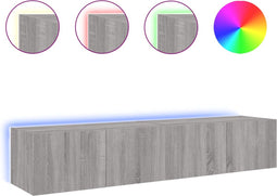 vidaXL - Tv-wandmeubels - met - LED - 2 - st - 80x35x31 - cm - grijs - sonoma