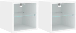 vidaXL - Tv-wandmeubels - met - LED-verlichting - 2 - st - 30x28,5x30 - cm - wit