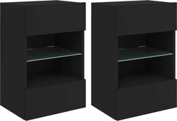 vidaXL - Tv-wandmeubels - met - LED-verlichting - 2 - st - 40x30x60,5 - cm - zwart