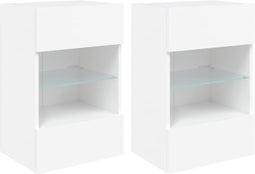 vidaXL - Tv-wandmeubels - met - LED-verlichting - 2 - st - 40x30x60,5 - cm - wit