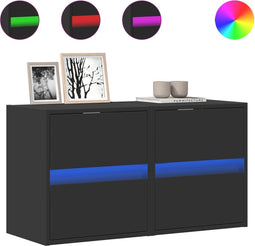 vidaXL - Tv-wandmeubels - met - LED-verlichting - 2 - st - 41x31x45 - cm - zwart