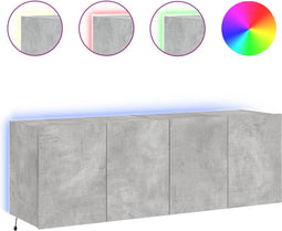 vidaXL - Tv-wandmeubels - met - LED-verlichting - 2 - st - 60x35x41 - cm - betongrijs