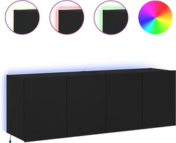 vidaXL - Tv-wandmeubels - met - LED-verlichting - 2 - st - 60x35x41 - cm - zwart