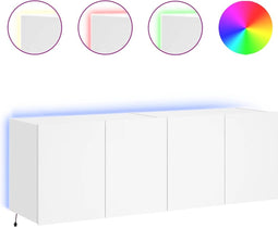 vidaXL - Tv-wandmeubels - met - LED-verlichting - 2 - st - 60x35x41 - cm - wit