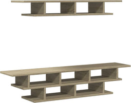 vidaXL - Tv-wandmeubelset - bewerkt - hout - sonoma - eikenkleurig