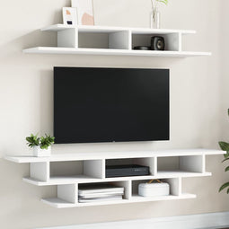 vidaXL - Tv-wandmeubelset - bewerkt - hout - wit