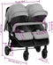 vidaXL - Tweelingbuggy - staal - lichtgrijs - en - zwart