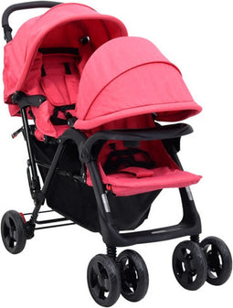 vidaXL - Tweelingkinderwagen - tandem - staal - rood