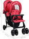 vidaXL - Tweelingkinderwagen - tandem - staal - rood