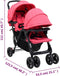 vidaXL - Tweelingkinderwagen - tandem - staal - rood