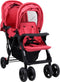 vidaXL - Tweelingkinderwagen - tandem - staal - rood
