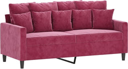 vidaXL - Tweezitsbank - 140 - cm - fluweel - wijnrood