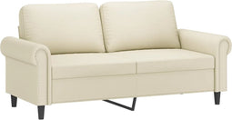 vidaXL - Tweezitsbank - 140 - cm - kunstleer - crèmekleurig