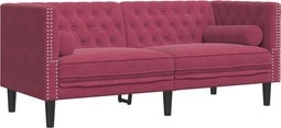 vidaXL - Tweezitsbank - Chesterfield-stijl - en - bolsters - fluweel - wijnrood