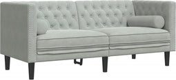 vidaXL - Tweezitsbank - Chesterfield-stijl - en - bolsters - fluweel - lichtgrijs