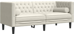 vidaXL - Tweezitsbank - Chesterfield-stijl - en - bolsters - fluweel - crèmekleur