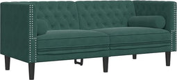 vidaXL - Tweezitsbank - Chesterfield-stijl - en - bolsters - fluweel - donkergroen