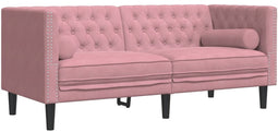 vidaXL - Tweezitsbank - Chesterfield-stijl - en - bolsters - fluweel - roze