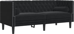 vidaXL - Tweezitsbank - Chesterfield-stijl - en - bolsters - fluweel - zwart