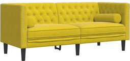 vidaXL - Tweezitsbank - Chesterfield-stijl - en - bolsters - fluweel - geel