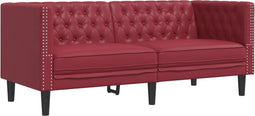 vidaXL - Tweezitsbank - Chesterfield-stijl - kunstleer - wijnrood