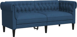 vidaXL - Tweezitsbank - Chesterfield-stijl - stof - blauw
