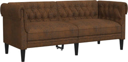vidaXL - Tweezitsbank - Chesterfield-stijl - stof - bruin