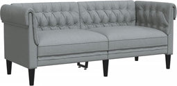 vidaXL - Tweezitsbank - Chesterfield-stijl - stof - lichtgrijs