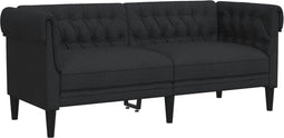 vidaXL - Tweezitsbank - Chesterfield-stijl - stof - zwart
