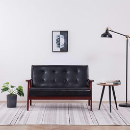 vidaXL - Tweezitsbank - kunstleer - zwart