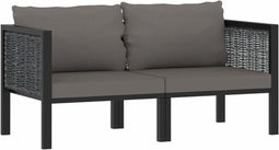 vidaXL - Tweezitsbank - met - kussens - poly - rattan - antraciet