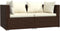 vidaXL - Tweezitsbank - met - kussens - poly - rattan - bruin