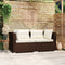 vidaXL - Tweezitsbank - met - kussens - poly - rattan - bruin